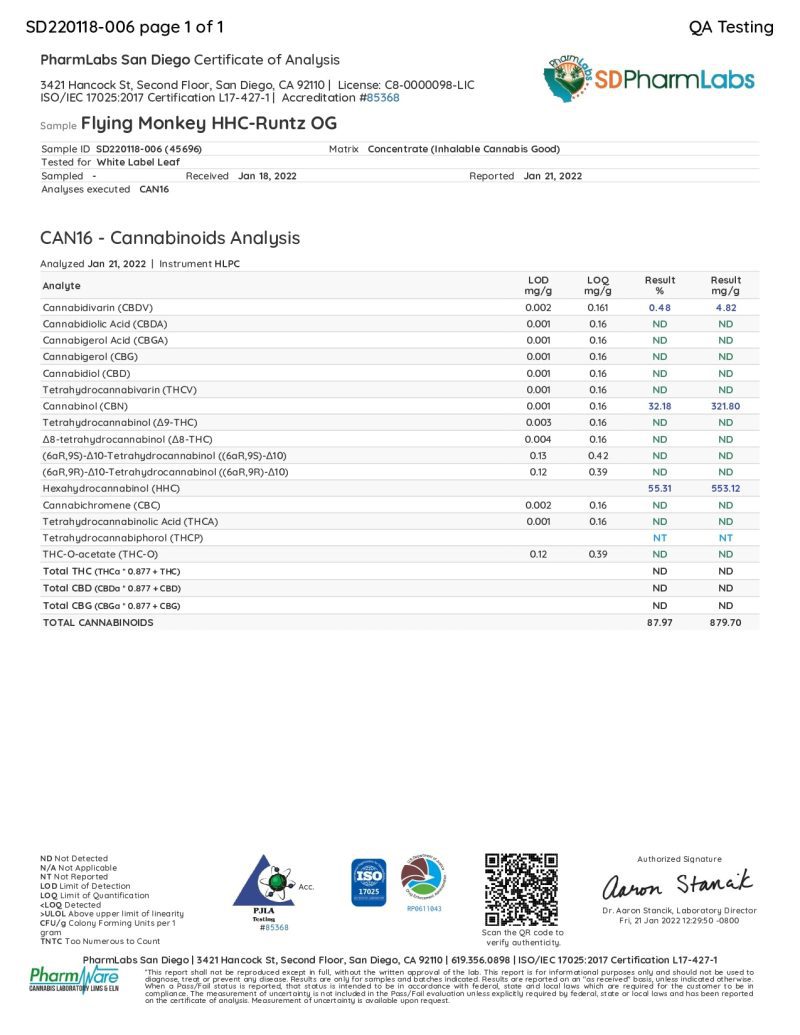 Flying Monkey HHC Lab Reports page 0006