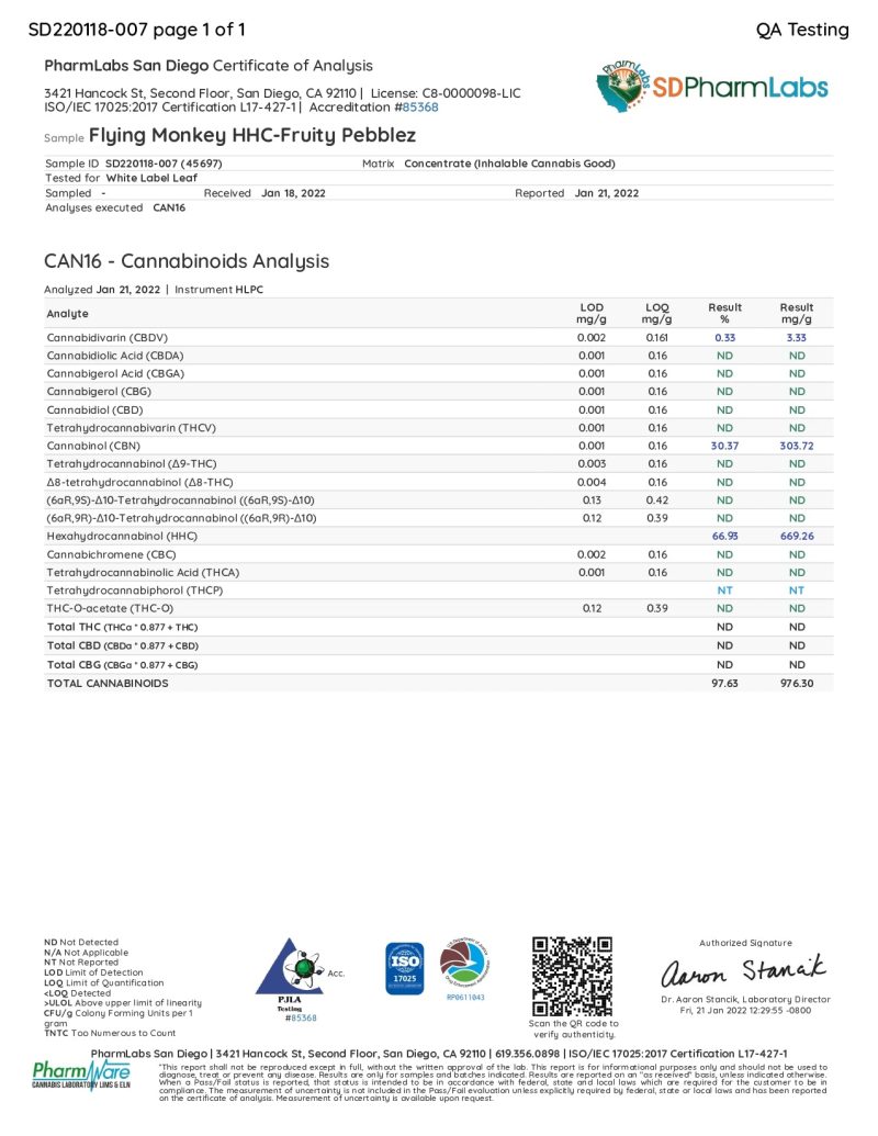 Flying Monkey HHC Lab Reports page 0007