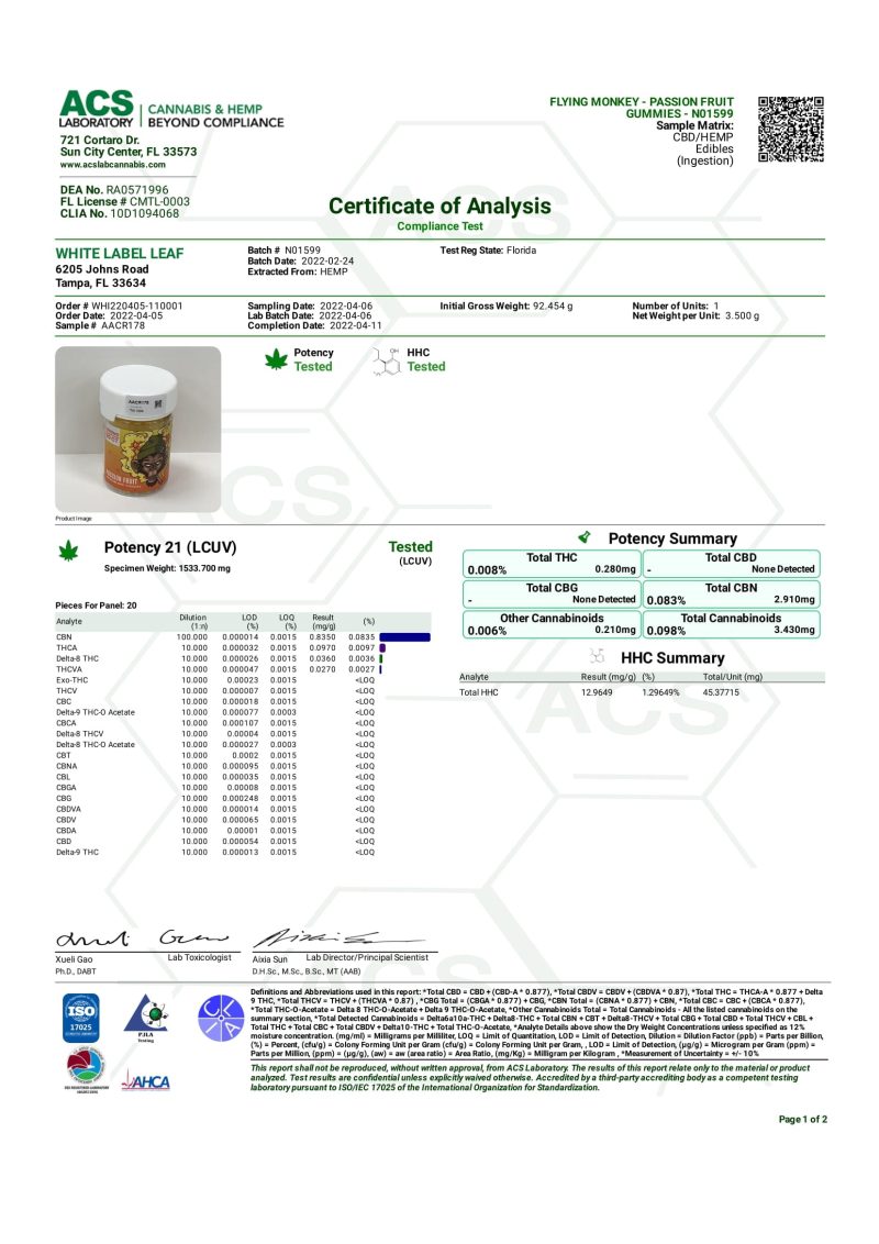 flying monkey hhc gummies passion fruit 1