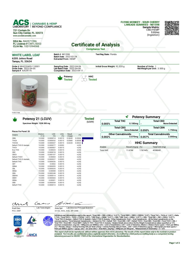 flying monkey hhc gummies sour cherry 1