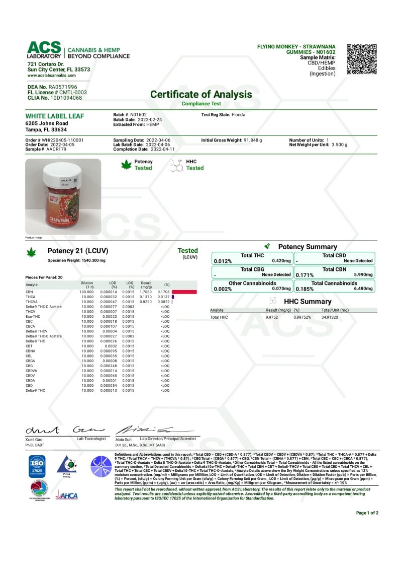 flying monkey hhc gummies strawnana 1